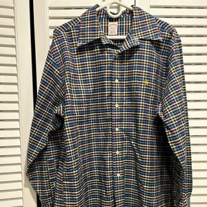 Brooks Brothers Mens Large Multi-Color Plaid 1818 Gold Pig Long Sleeve Shirt
